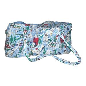 Vera Bradley Ski Slope Snoopy Large Travel Duffel Blue Retired Bag NWT
